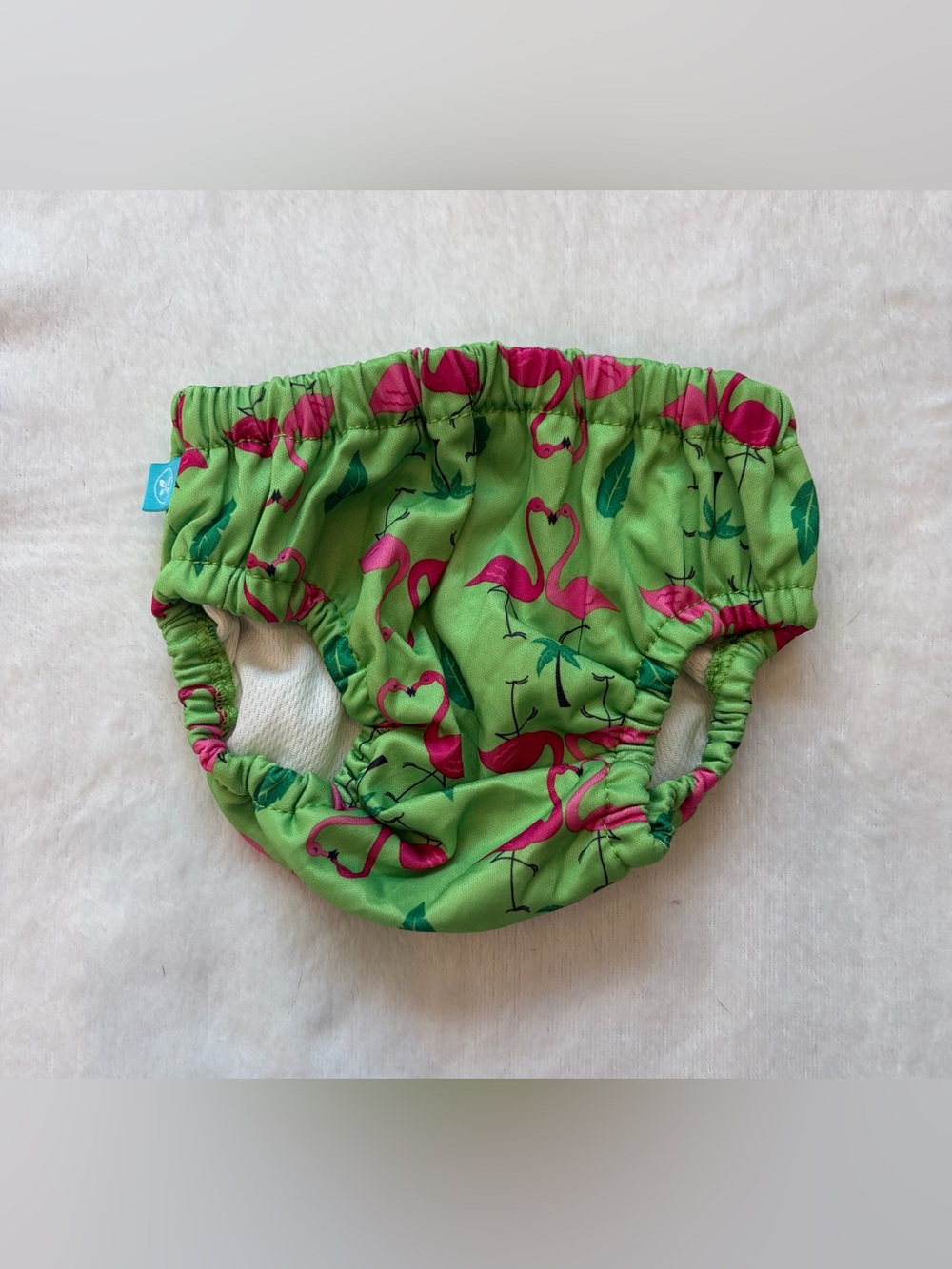 The Honest Co. Swim Diaper Cover - Pink Flamingo on Green